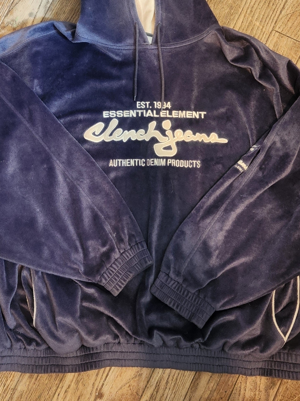 Rare VTG CLENCH JEANS Size 6X Velour Pullover Gray Hoodie Y2K